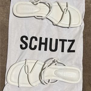 Schutz White Aimi Strappy Sandals